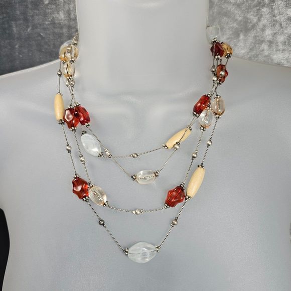 Premier Designs Austin Necklace Lucite Beaded Multi Strand Draping Station Jewel - Picture 4 of 11